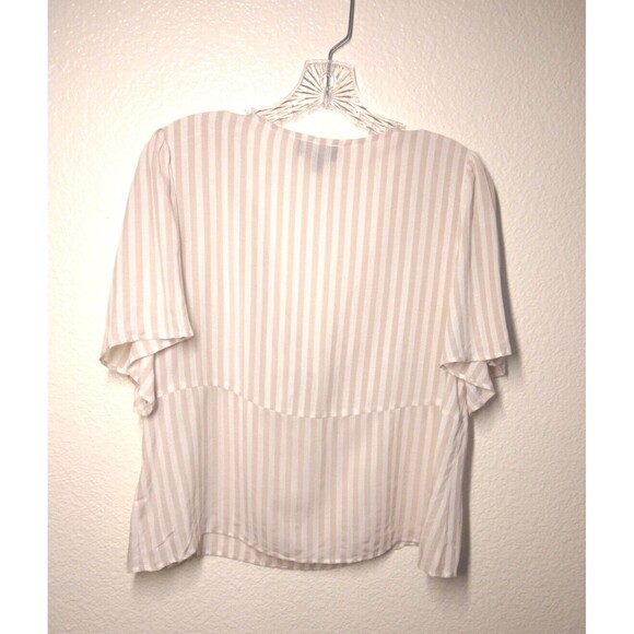 Lucy Paris Beige And White Striped 100% Viscous Blouse Large - Picture 5 of 10